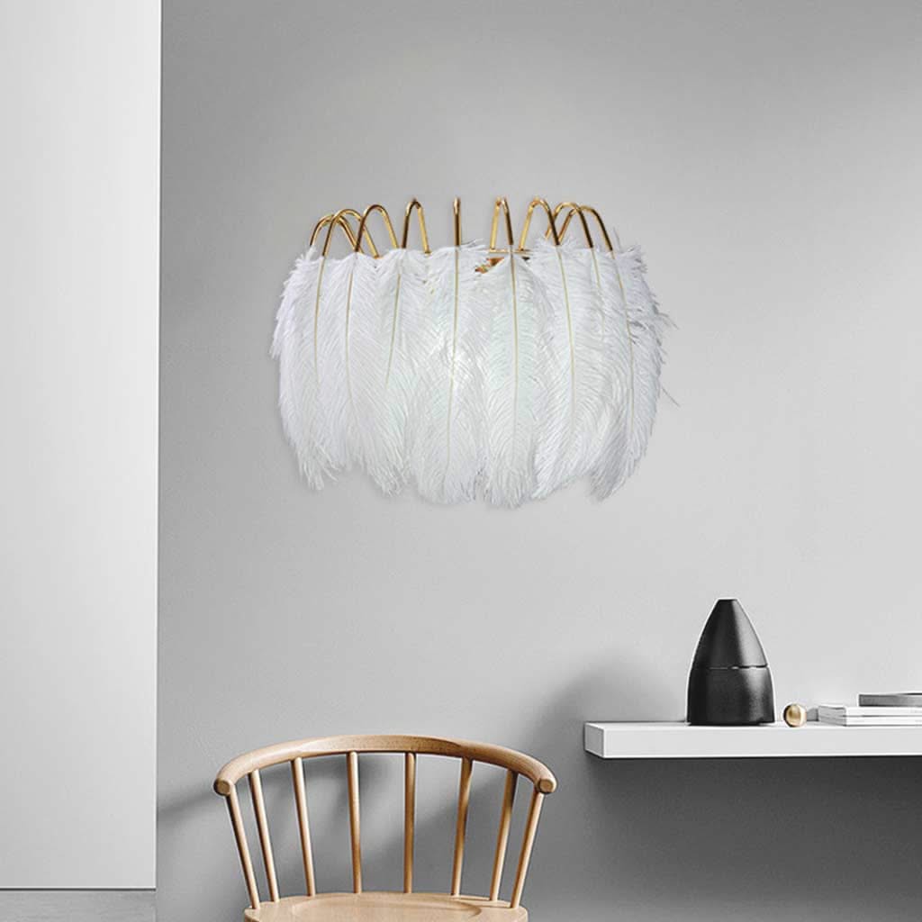Applique Murale Allemande Unique Estaviva avec Cadre en Plumes d'Autruche, Blanc