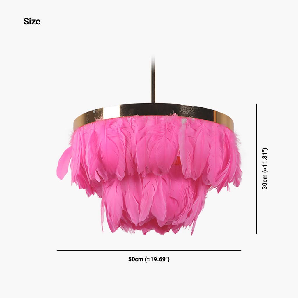 Frisson Doré Lampe Suspendue avec Plumes d'Oie