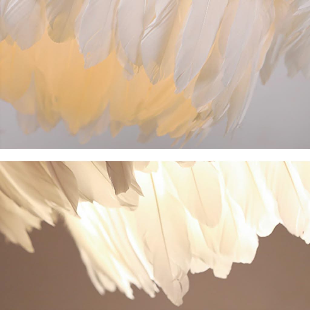 Frisson Doré Lampe Suspendue avec Plumes d'Oie