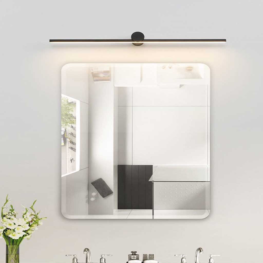 Ébène Sacrée - Applique Murale pour Lavabo de Salle de Bain, LED Dimmable Minimaliste, Noire