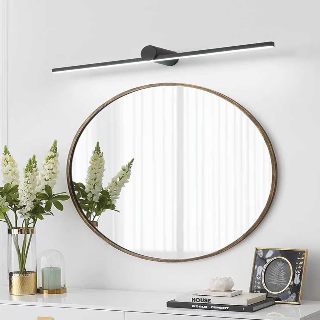 Ébène Sacrée - Applique Murale pour Lavabo de Salle de Bain, LED Dimmable Minimaliste, Noire