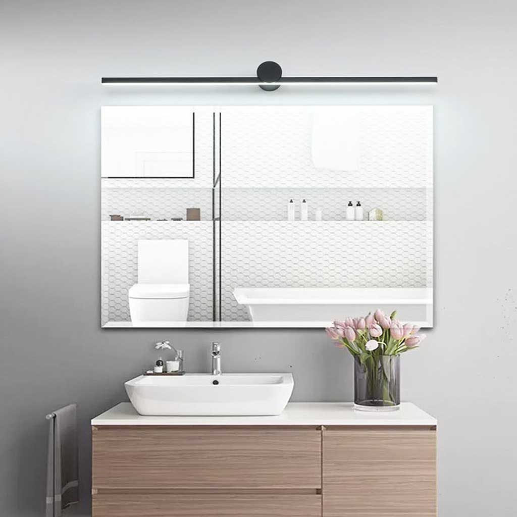 Ébène Sacrée - Applique Murale pour Lavabo de Salle de Bain, LED Dimmable Minimaliste, Noire