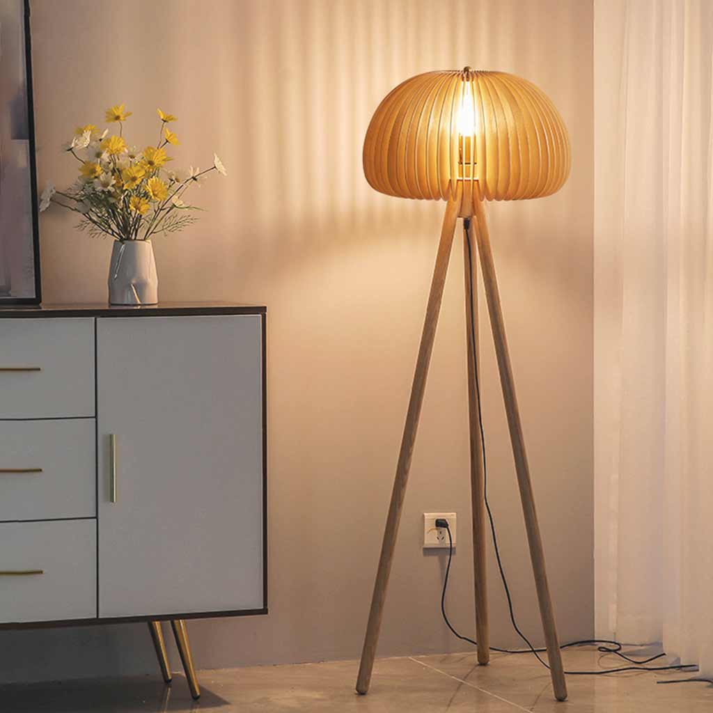 Lueur Noire - Lampe de table/lampe sur pied Ambient Citrouille en bois - Design Élégant