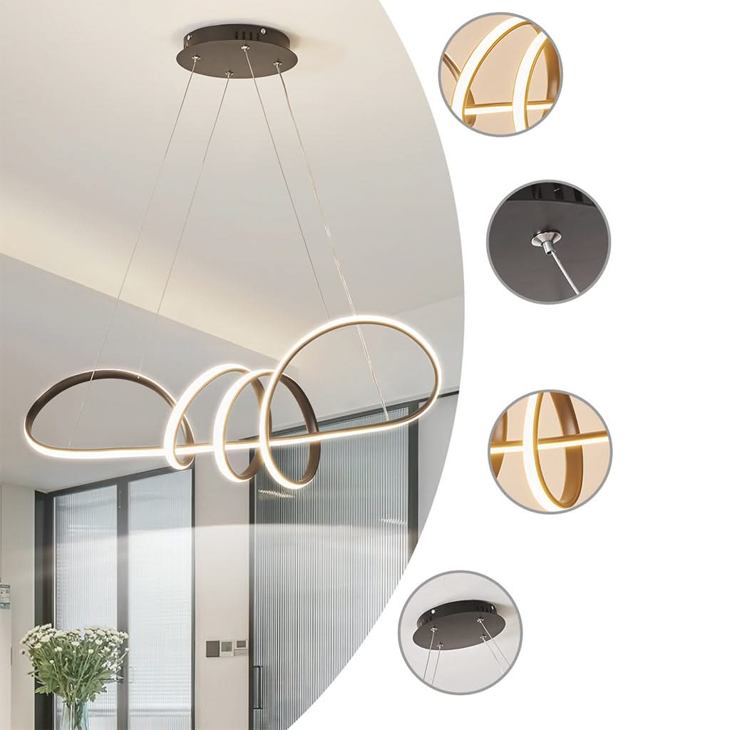 Élixir de Clarté - Suspension LED artistique moderne en aluminium courbé