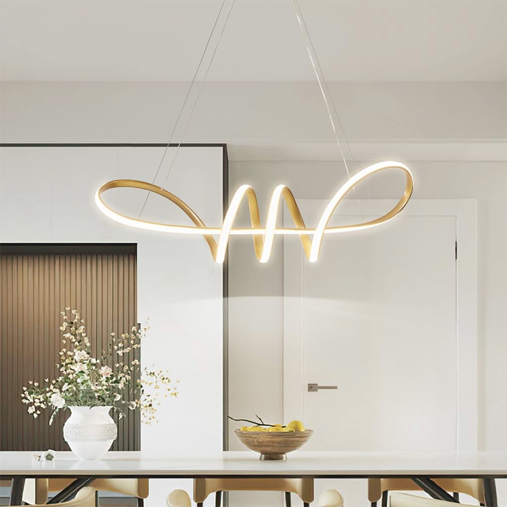 Élixir de Clarté - Suspension LED artistique moderne en aluminium courbé