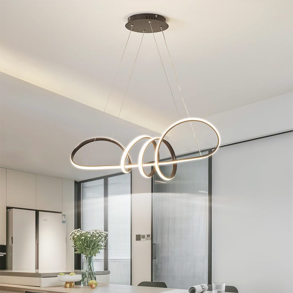Élixir de Clarté - Suspension LED artistique moderne en aluminium courbé