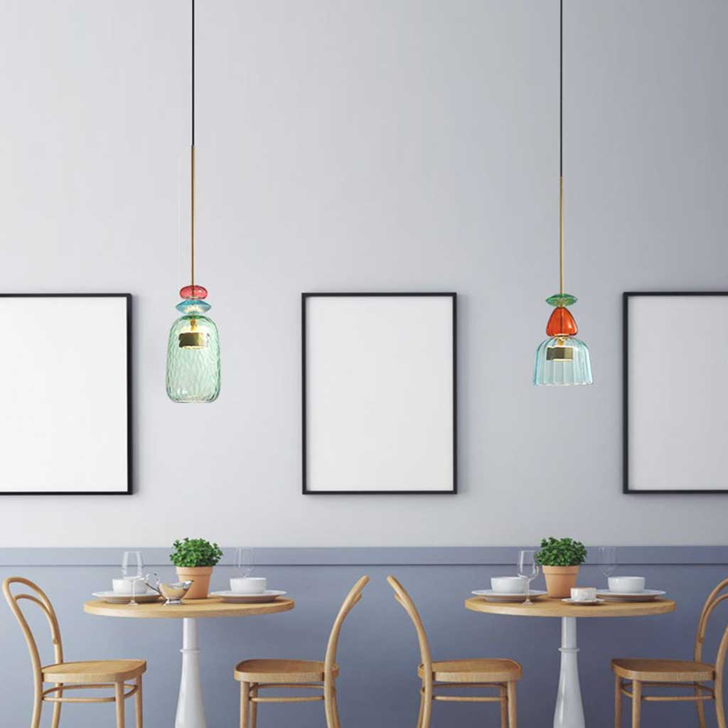 Éclat de Lune Lampe Suspendue en Verre Nordique Coloré