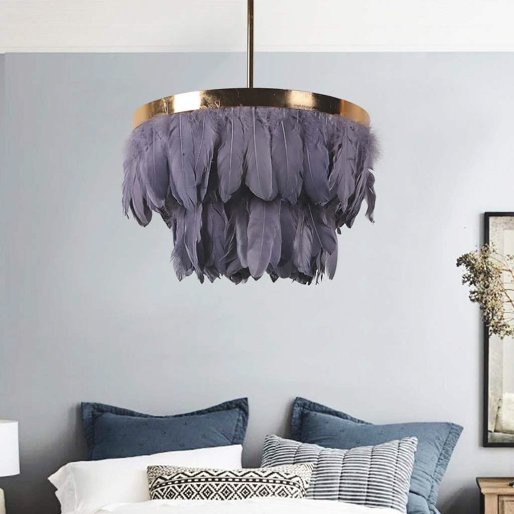 Frisson Doré Lampe Suspendue avec Plumes d'Oie