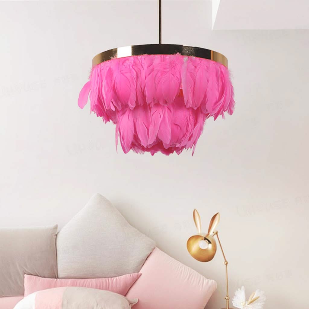 Frisson Doré Lampe Suspendue avec Plumes d'Oie