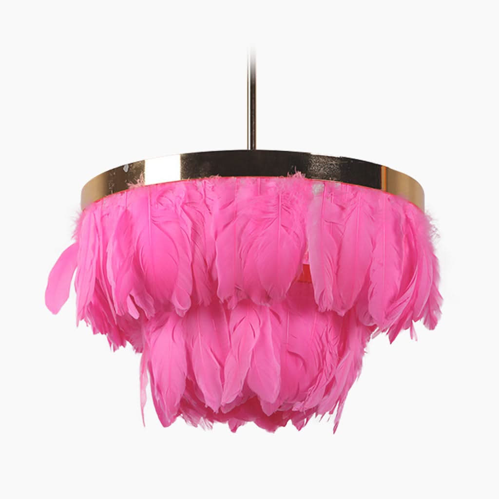 Frisson Doré Lampe Suspendue avec Plumes d'Oie