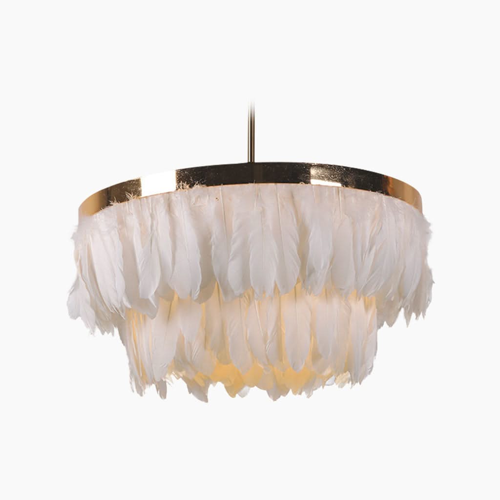 Frisson Doré Lampe Suspendue avec Plumes d'Oie