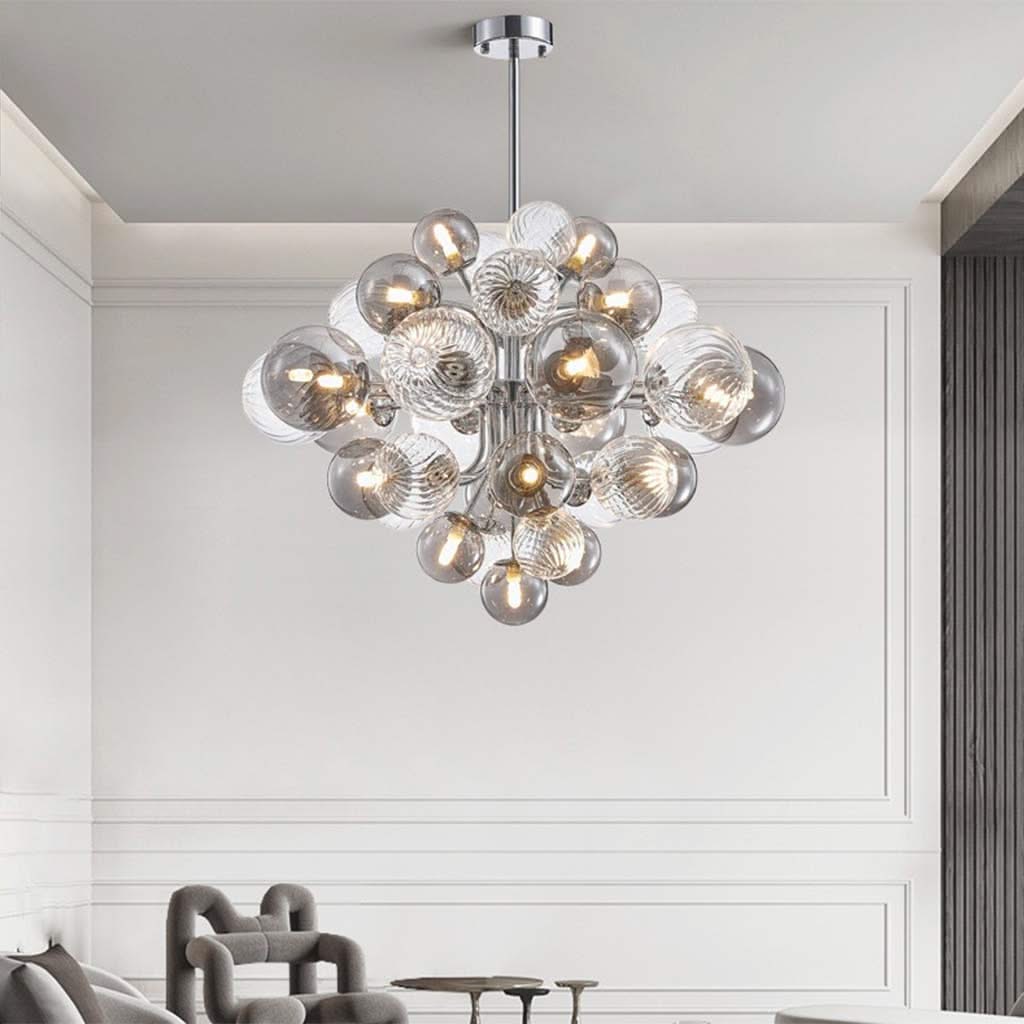 Nuage d’Éclat Chandelier en verre fumé gris, bulle de luxe