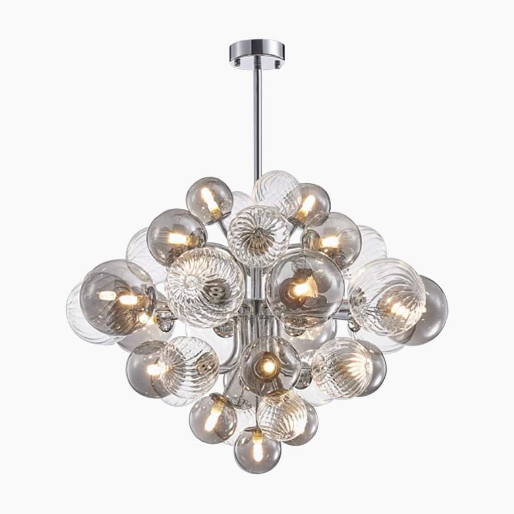 Nuage d’Éclat Chandelier en verre fumé gris, bulle de luxe