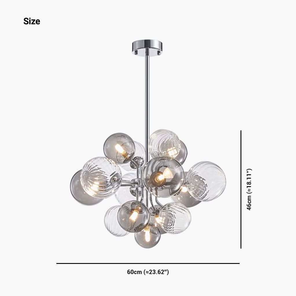 Nuage d’Éclat Chandelier en verre fumé gris, bulle de luxe