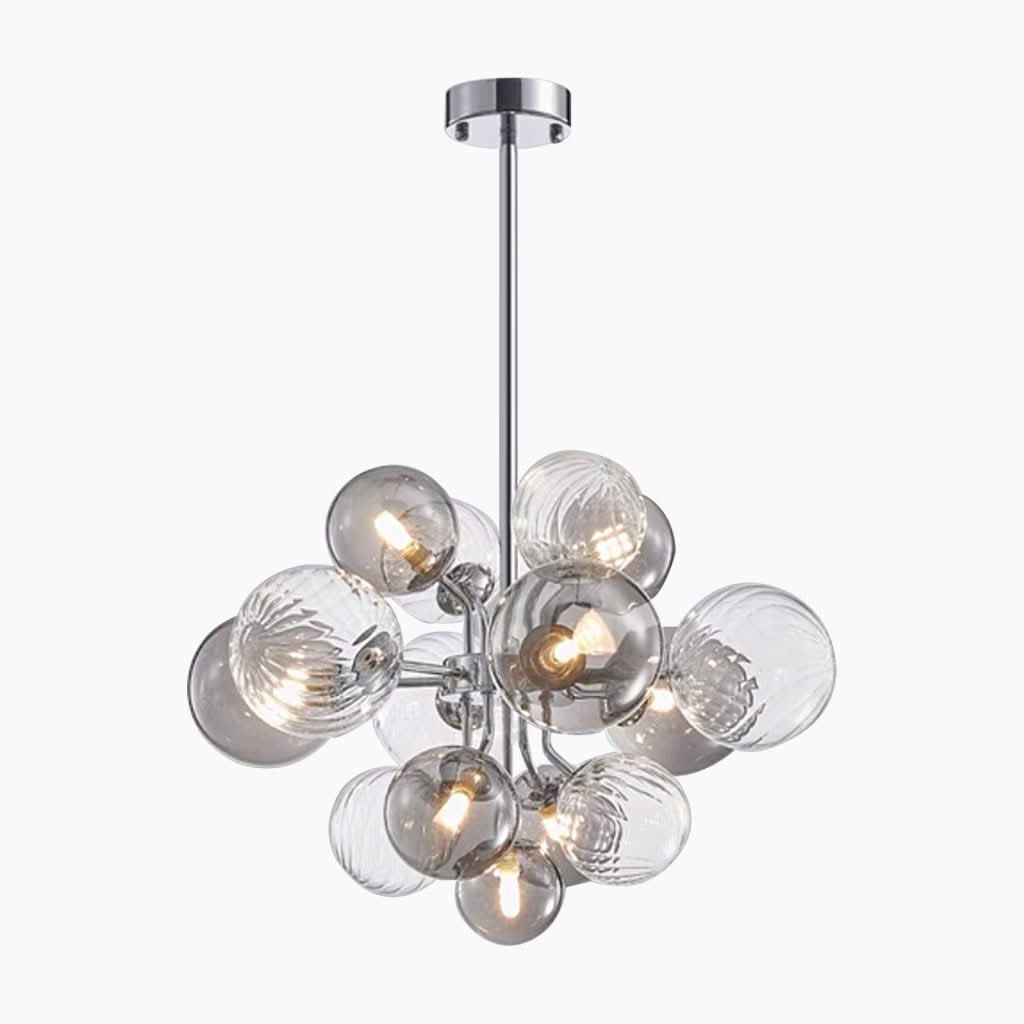 Nuage d’Éclat Chandelier en verre fumé gris, bulle de luxe