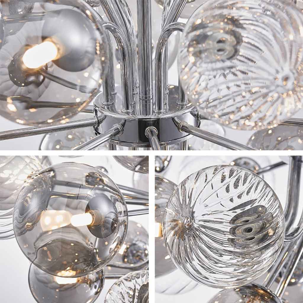 Nuage d’Éclat Chandelier en verre fumé gris, bulle de luxe