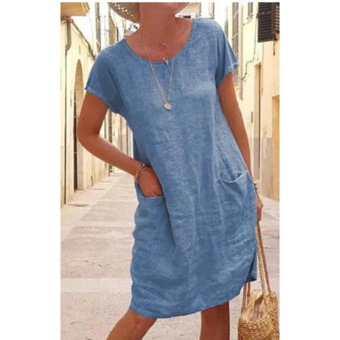 Ricarda | Robe à col rond unie