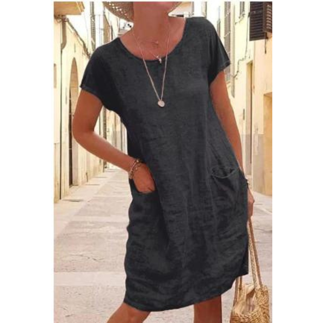 Ricarda | Robe à col rond unie