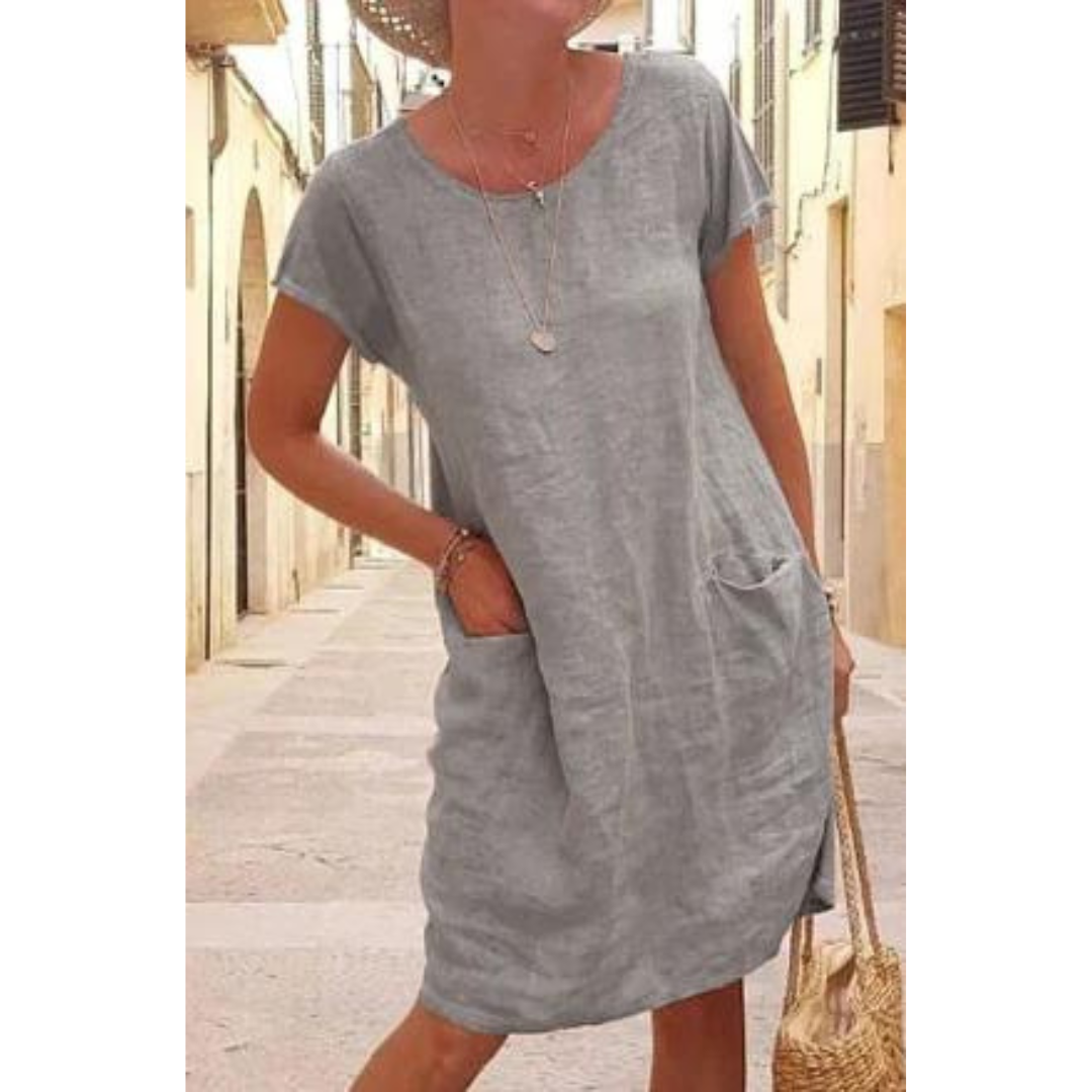 Ricarda | Robe à col rond unie