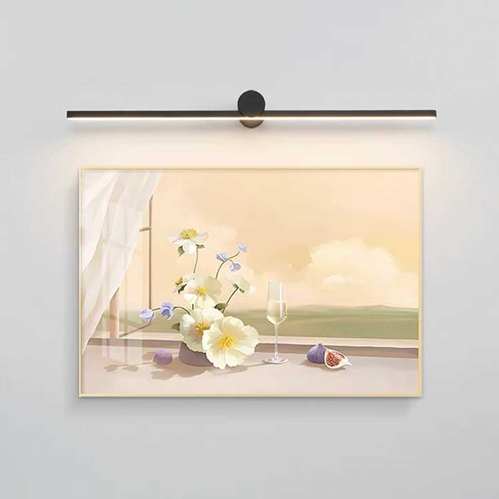 Ébène Sacrée - Applique Murale pour Lavabo de Salle de Bain, LED Dimmable Minimaliste, Noire