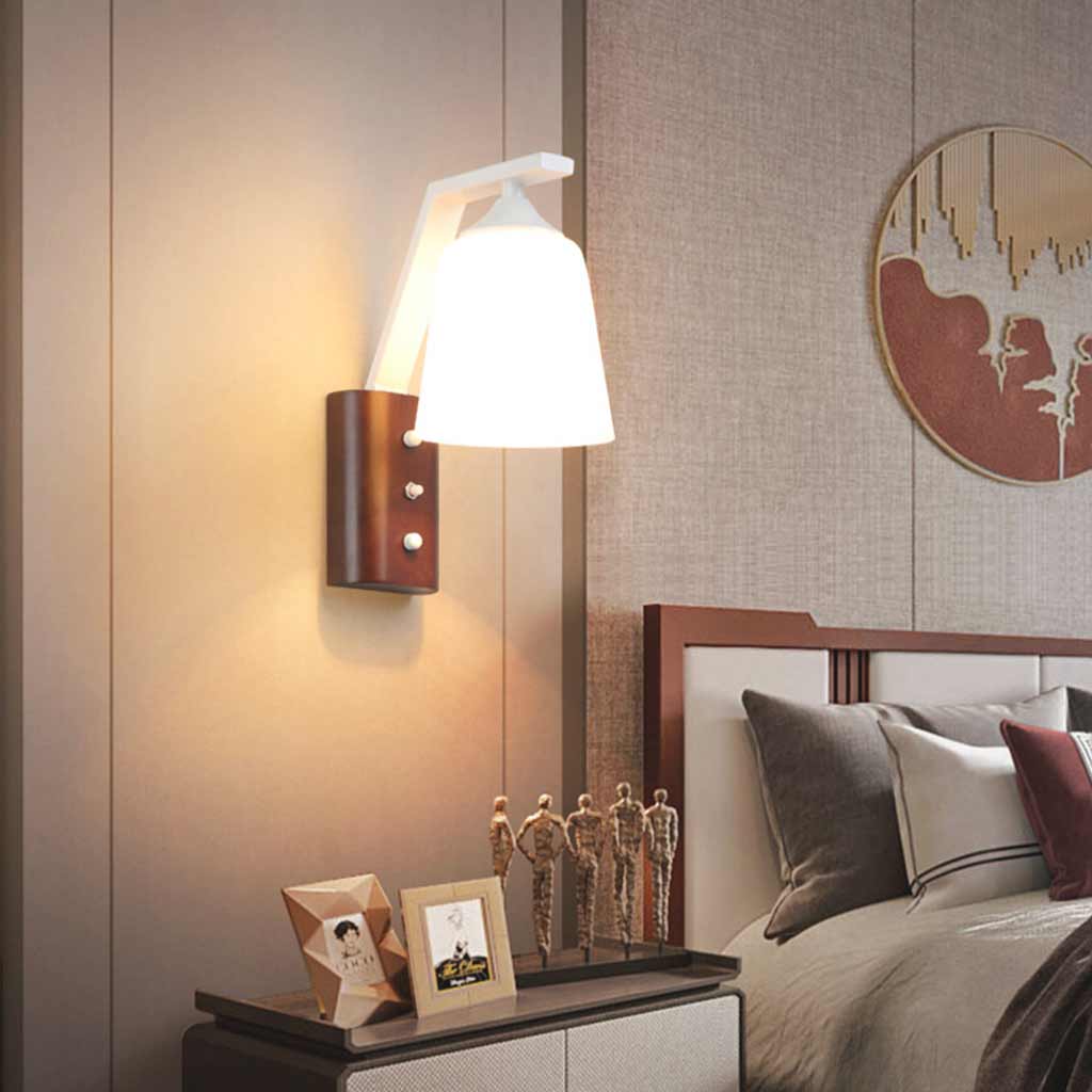 Danse Silencieuse - Applique Murale Japandi en Bois Art Déco avec Abat-jour en Verre