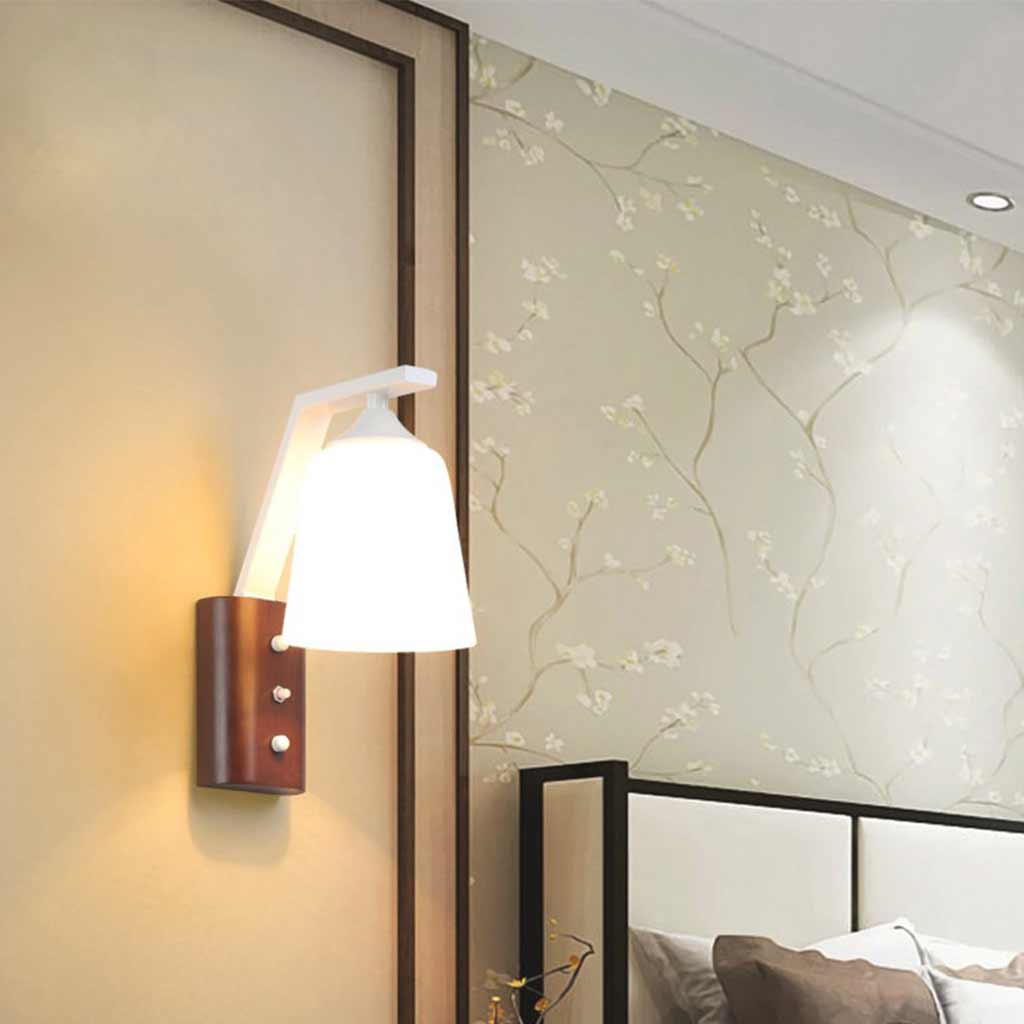 Danse Silencieuse - Applique Murale Japandi en Bois Art Déco avec Abat-jour en Verre