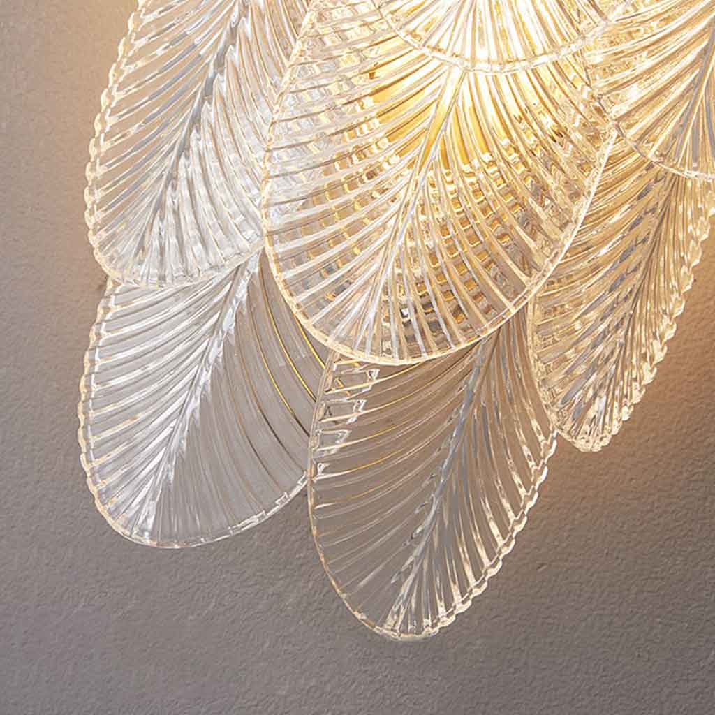 Héritage de Feu - Applique Murale Élégante et Légère en Verre et Laiton en Forme de Feuille