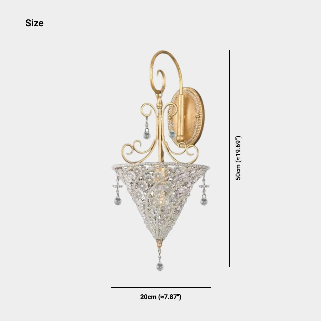 Lune Souveraine - Applique Murale en Laiton et Cristal au Design Conique du Milieu du Siècle Français
