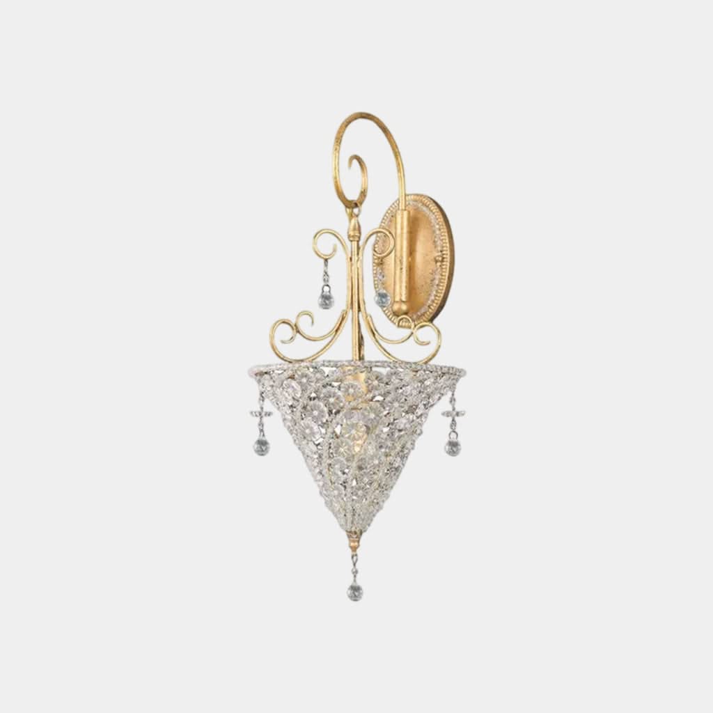 Lune Souveraine - Applique Murale en Laiton et Cristal au Design Conique du Milieu du Siècle Français