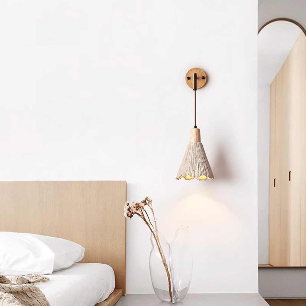 Fusion Figée - Applique Murale Japandi en Bois et Ciment pour Chambre à Coucher et Salon