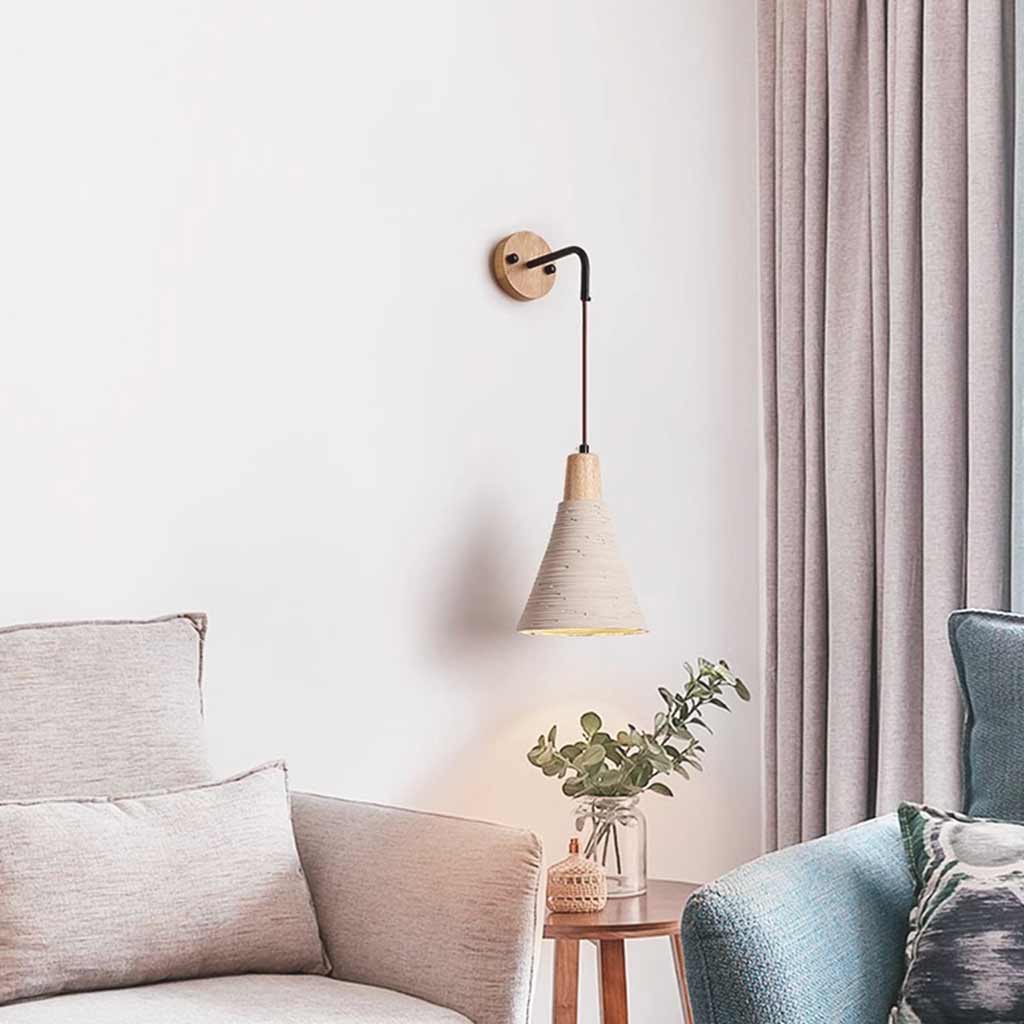 Fusion Figée - Applique Murale Japandi en Bois et Ciment pour Chambre à Coucher et Salon