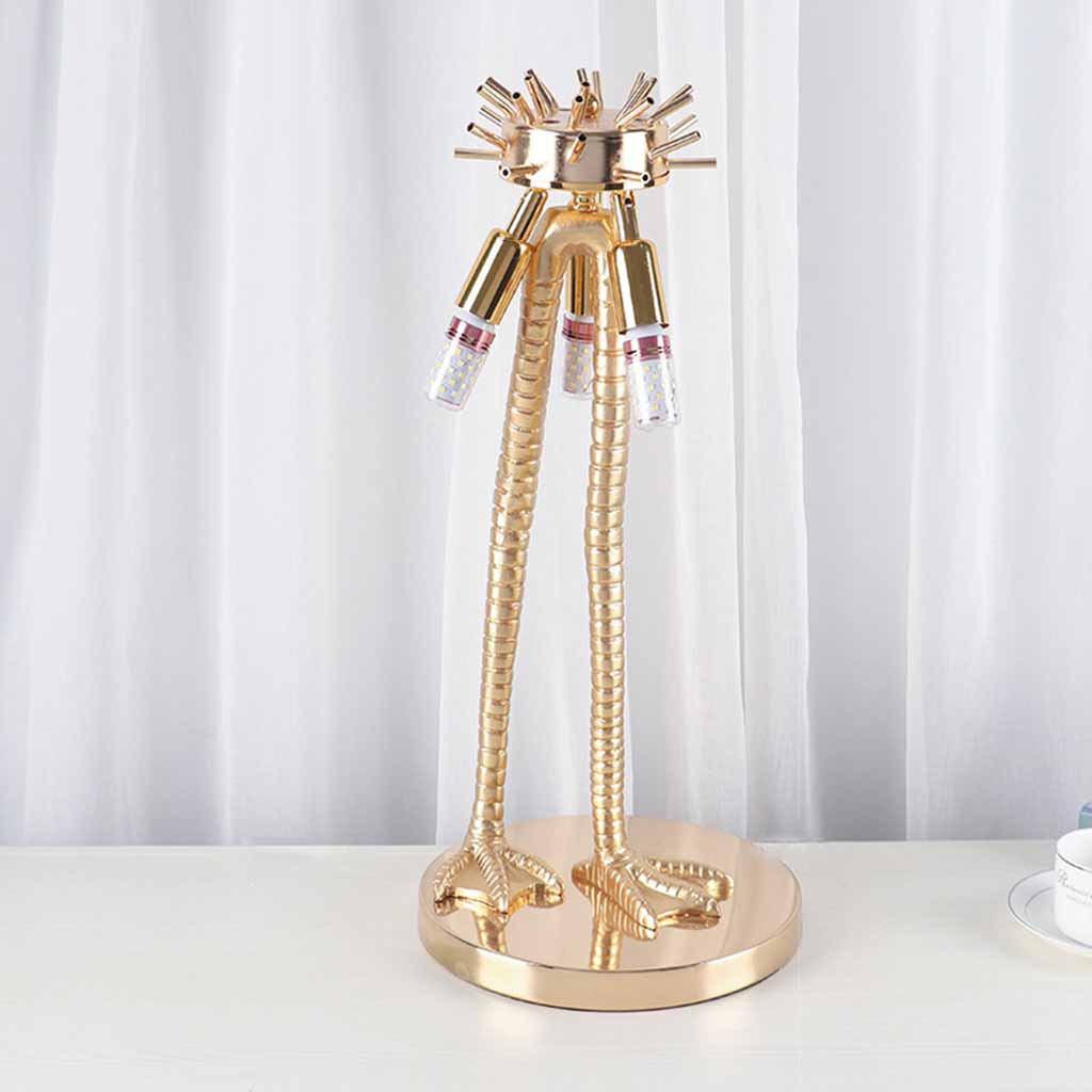 Forme Éthérée - Lampe de table avec plumes d'autruche et pieds d'oiseau uniques, Blanc