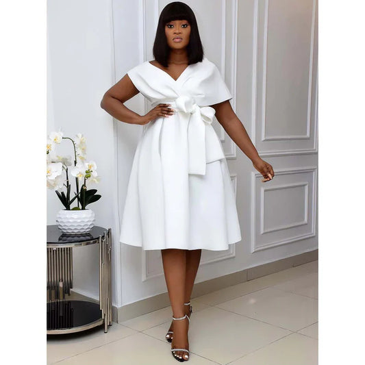 Robe Mini à Manches Courtes A Ligne pour Femmes