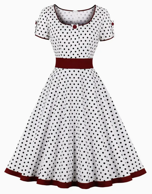 Romina | Belle robe vintage à pois pour femmes