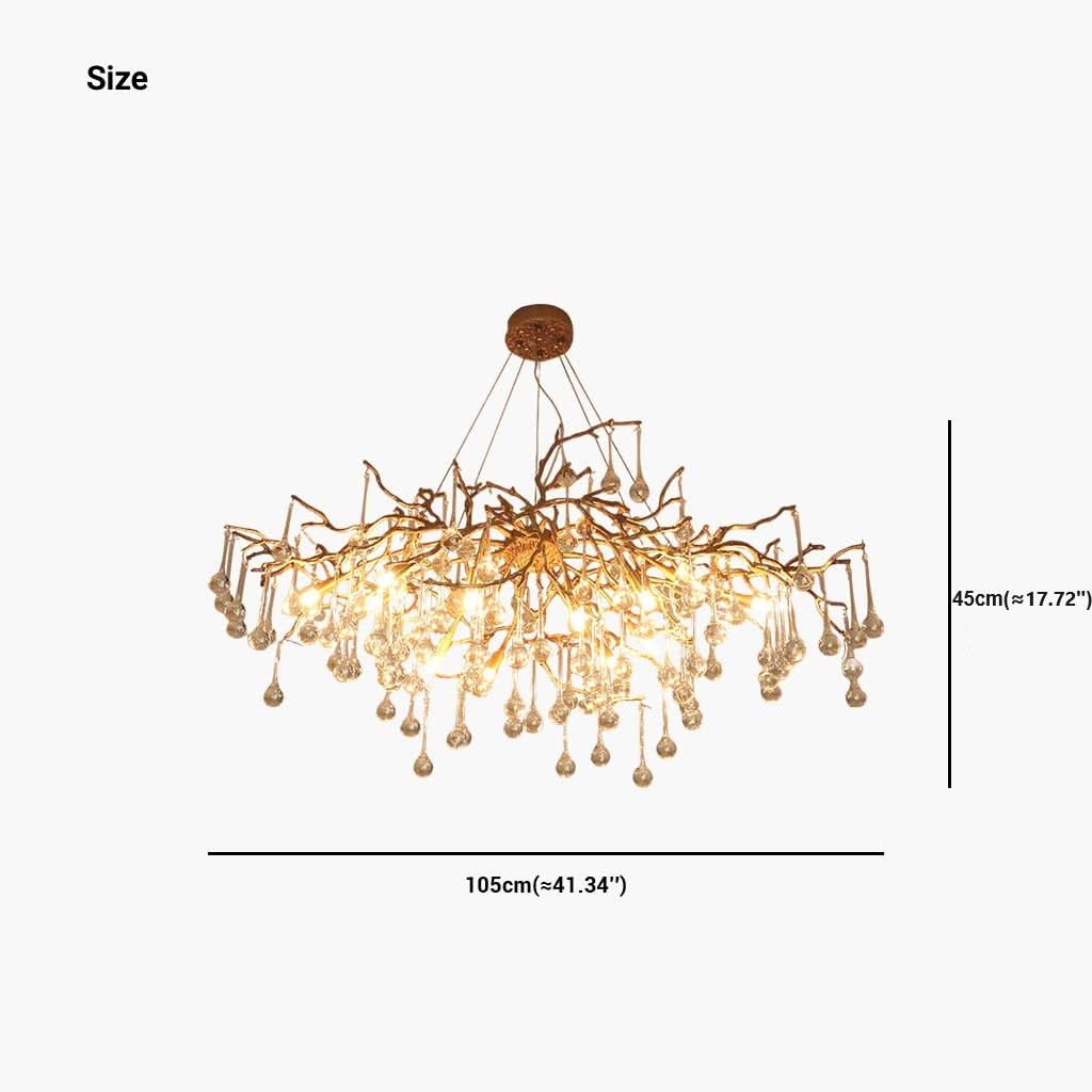 Élégante Lustre Luxe en Verre et Laiton avec Gouttes de Lumière