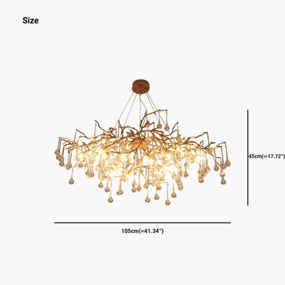 Élégante Lustre Luxe en Verre et Laiton avec Gouttes de Lumière