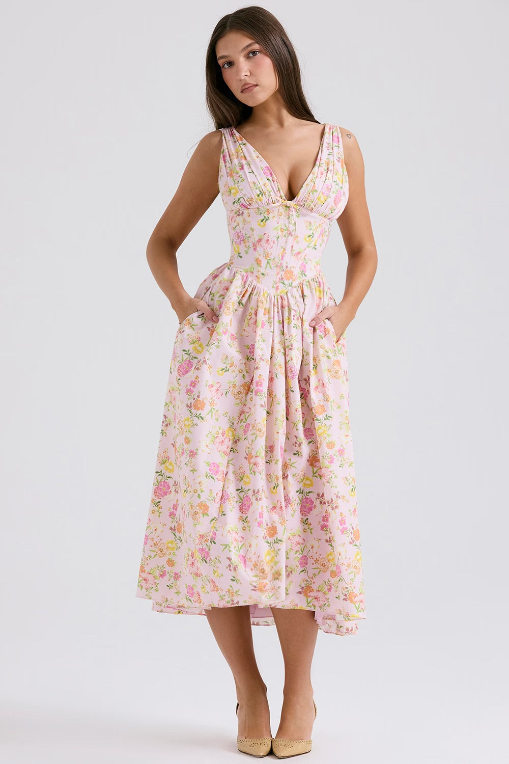 Robe d'invité de mariage vintage décontractée pour femmes | Midi