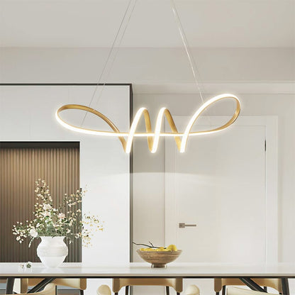 Élixir de Clarté -  Suspension LED artistique moderne en aluminium courbé