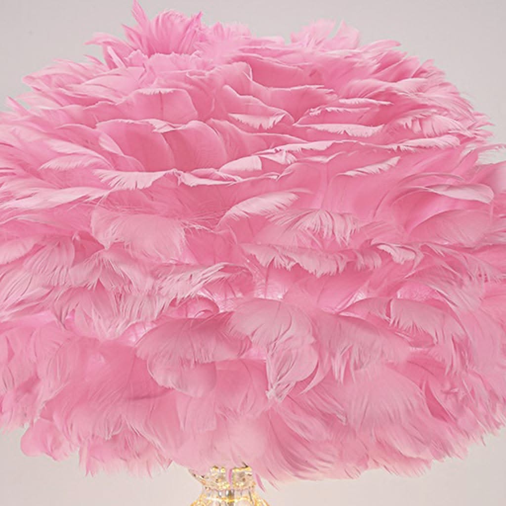 Miroir Suspendu - Vase en verre décoratif moderne avec lampe de table à plumes, rose