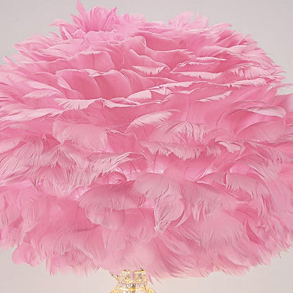 Miroir Suspendu - Vase en verre décoratif moderne avec lampe de table à plumes, rose