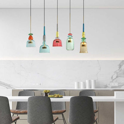 Éclat de Lune Lampe Suspendue en Verre Nordique Coloré
