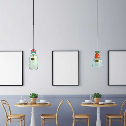 Éclat de Lune Lampe Suspendue en Verre Nordique Coloré