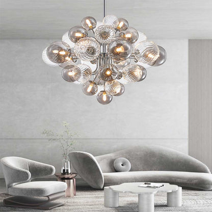 Nuage d’Éclat Chandelier en verre fumé gris, bulle de luxe