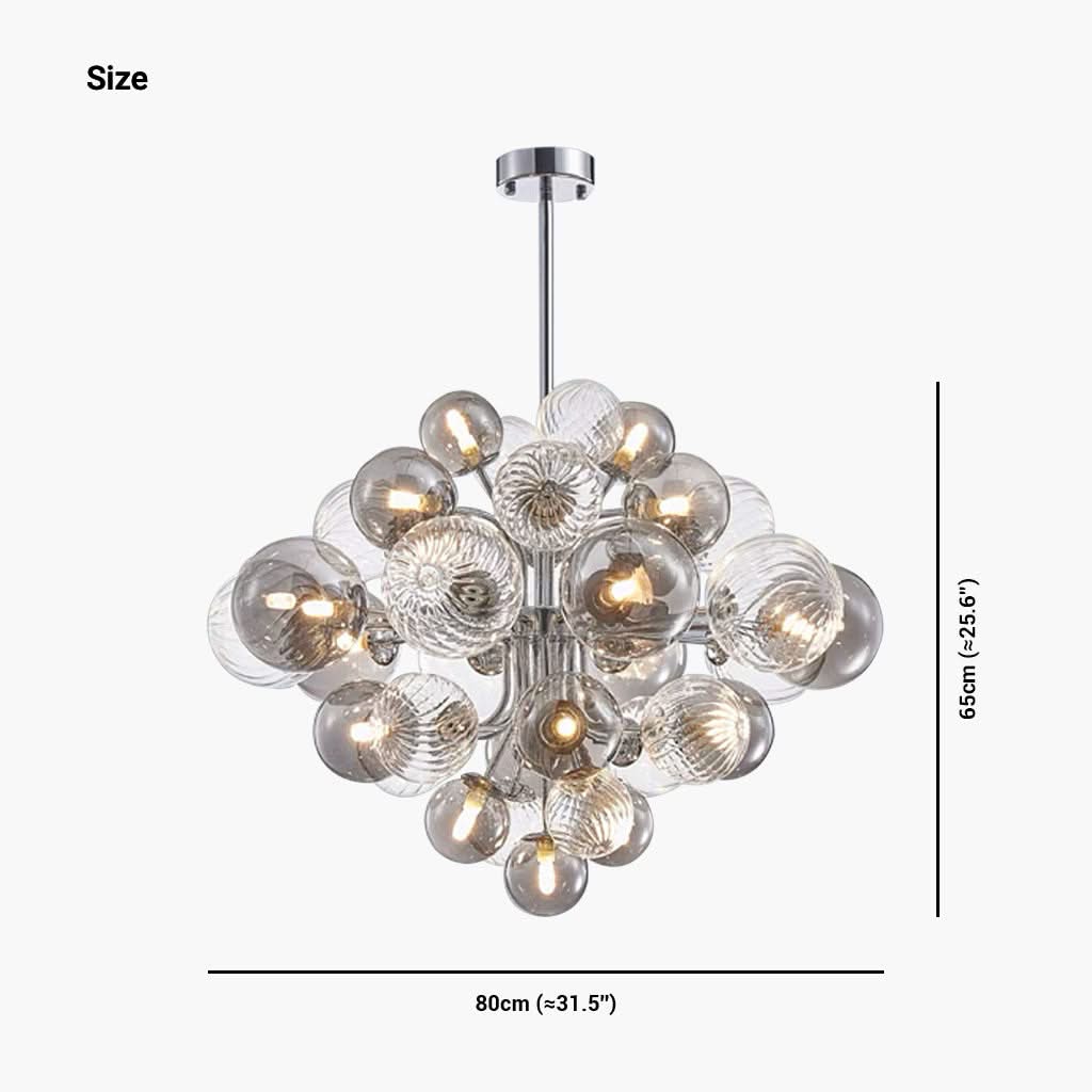 Nuage d’Éclat Chandelier en verre fumé gris, bulle de luxe