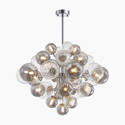 Nuage d’Éclat Chandelier en verre fumé gris, bulle de luxe