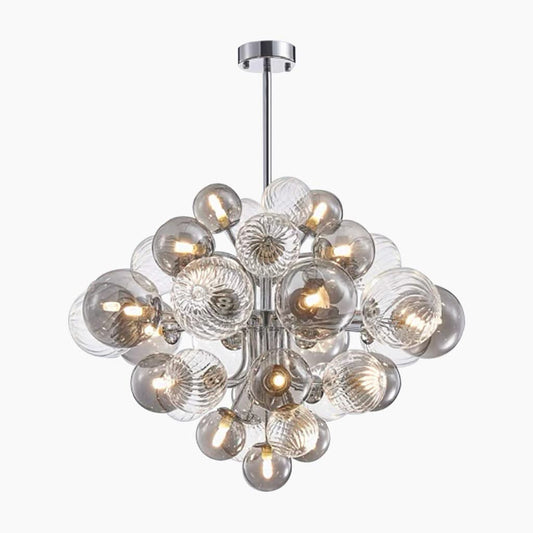 Nuage d’Éclat Chandelier en verre fumé gris, bulle de luxe