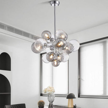Nuage d’Éclat Chandelier en verre fumé gris, bulle de luxe