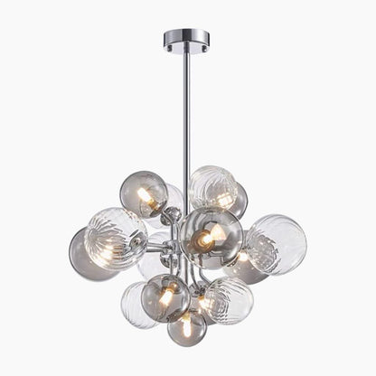 Nuage d’Éclat Chandelier en verre fumé gris, bulle de luxe