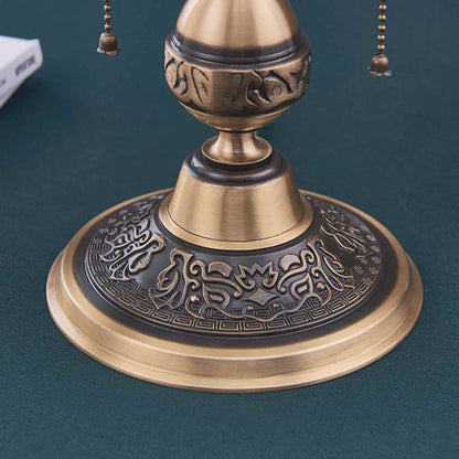 Dorure Cachée -  Lampe de table vintage en laiton avec interrupteur à chaîne