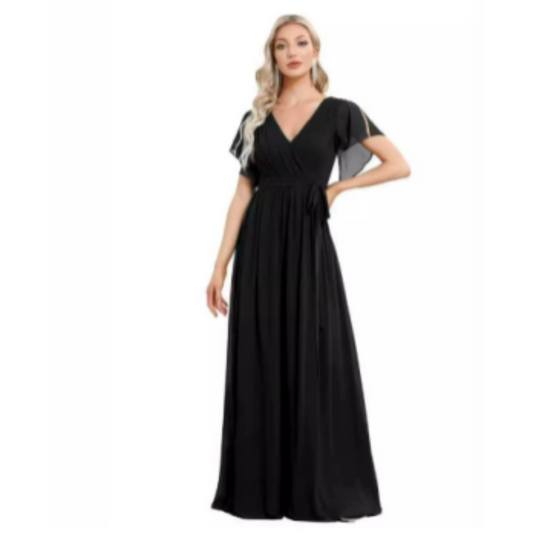 Robe A-ligne à décolleté en V pour femmes | Maxi